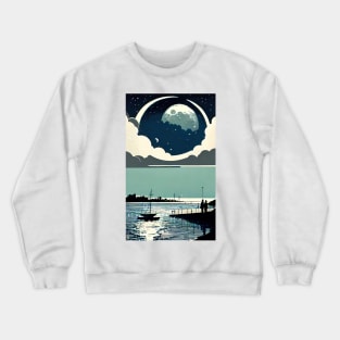 Blue Moon bay abstract line art Crewneck Sweatshirt